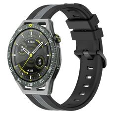 Per Huawei Watch GT 3 SE Cinturino in silicone bicolore verticale da 22 mm (nero + grigio)