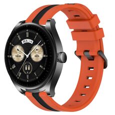 Per Huawei Watch Buds Cinturino in silicone bicolore verticale da 22 mm (arancione + nero)
