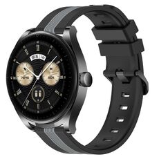 Per Huawei Watch Buds Cinturino in silicone bicolore verticale da 22 mm (nero + grigio)
