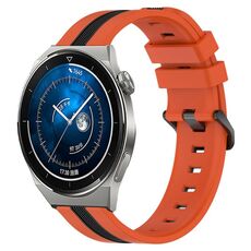 Per Huawei Watch GT3 Pro 46mm 22mm Cinturino in silicone bicolore verticale (arancione + nero)