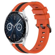 Per Huawei Watch GT3 46mm 22mm Cinturino in silicone bicolore verticale (arancione + nero)