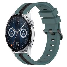 Per Huawei Watch GT3 46mm 22mm Cinturino in silicone bicolore verticale (verde + nero)
