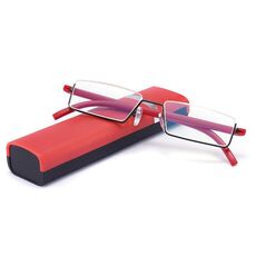 Occhiali trasparenti per anziani TR90 con custodia portatile Occhiali da presbite leggeri, grado: +3,50 (rosso)