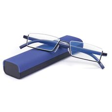 Occhiali trasparenti per anziani TR90 con custodia portatile Occhiali da presbite leggeri, grado: +3,50 (blu)