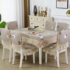 Copertura antiscivolo per tavolo da pranzo/sedia per la casa, dimensioni: 1 fodera per sedia + 1 fodera posteriore (caffè triangolare)