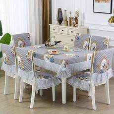 Fodera antiscivolo per tavolo da pranzo/sedia per la casa, dimensioni: 1 fodera per sedia + 1 fodera posteriore (fiore europeo specchio grigio)
