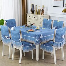 Copertura antiscivolo per tavolo da pranzo/sedia per la casa, dimensioni: tovaglie 130x180 cm (blu triangolare)