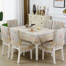 Copertura antiscivolo per tavolo da pranzo/sedia per la casa, dimensioni: tovaglie 130x180 cm (caffè fiore nello specchio)
