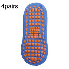 4 paia Calzini da trampolino Calzini da pavimento antiscivolo in gomma punteggiata Calzini da yoga, taglia: 5-12 anni (in blu)