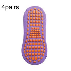 4 paia Calzini da trampolino Calzini da pavimento antiscivolo in gomma punteggiata Calzini da yoga, taglia: adulto 35-43 iarde (viola medio)