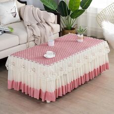 Tovaglia rettangolare in tessuto semplice in pizzo, dimensioni: 80x140 cm (velluto rosa pelle di pesca)