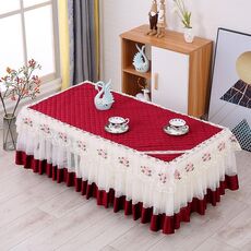 Tovaglia rettangolare in pizzo di tessuto semplice, dimensioni: 80x150 cm (rosso velluto italiano)