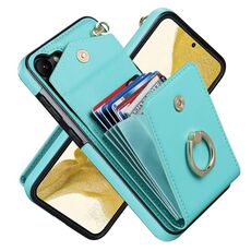 Per Samsung Galaxy S23 + 5G Ring Holder Custodia per telefono con slot per schede RFID (verde menta)
