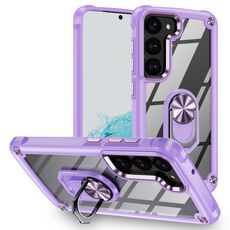 Per Samsung Galaxy S23+ 5G TPU + custodia per telefono con protezione dell'obiettivo del PC con supporto ad anello (viola)