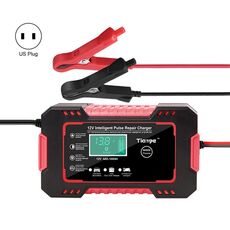 Caricabatterie intelligente per batteria moto / auto con schermo LCD, tipo di spina: spina americana (rossa)