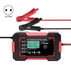 Caricabatteria intelligente per batteria moto / auto con schermo LCD, tipo di spina: spina europea (rossa)