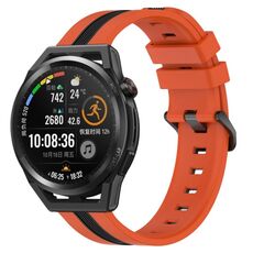 Per Huawei Watch GT Runner 22mm Cinturino in silicone bicolore verticale (arancione + nero)