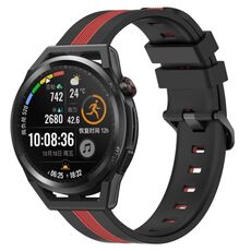 Per Huawei Watch GT Runner 22mm Cinturino in silicone bicolore verticale (nero + rosso)