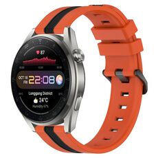 Per Huawei Watch 3 Pro Nuovo cinturino in silicone bicolore verticale da 22 mm (arancione + nero)