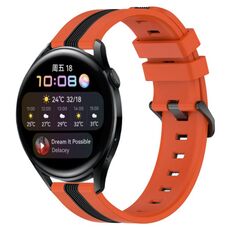 Per Huawei Watch 3 Cinturino in silicone bicolore verticale da 22 mm (arancione + nero)