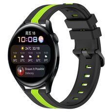 Per Huawei Watch 3 Cinturino in silicone bicolore verticale da 22 mm (nero + verde lime)