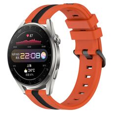 Per Huawei Watch 3 Pro Cinturino in silicone bicolore verticale da 22 mm (arancione + nero)