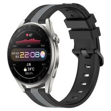 Per Huawei Watch 3 Pro Cinturino in silicone bicolore verticale da 22 mm (nero + grigio)