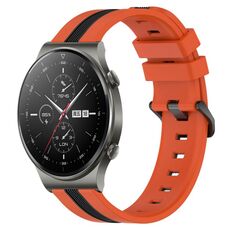 Per cinturino in silicone bicolore verticale da 22 mm per Huawei GT2 Pro (arancione + nero)