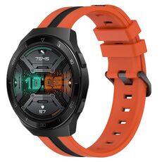 Per Huawei Watch GT 2E 22mm Cinturino in silicone bicolore verticale (arancione + nero)