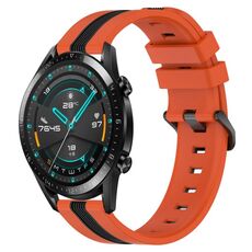 Per Huawei GT2 46mm 22mm Cinturino in silicone bicolore verticale (arancione + nero)