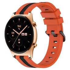 For Honor Watch GS 3 22mm Cinturino in silicone bicolore verticale (arancione + nero)