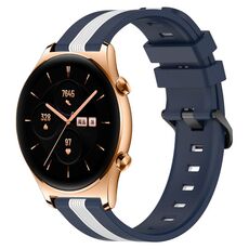 For Honor Watch GS 3 22mm Cinturino in silicone bicolore verticale (blu + bianco)
