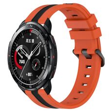 For Honor Watch GS Pro 22mm Cinturino in silicone bicolore verticale (arancione + nero)