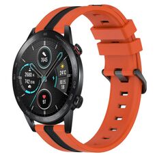 Per Honor Magic Watch 2 46mm 22mm Cinturino in silicone bicolore verticale (arancione + nero)