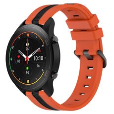 Per Xiaomi MI Watch S1 Pro Cinturino in silicone bicolore verticale da 22 mm (arancione + nero)