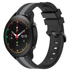 Per Xiaomi MI Watch S1 Pro Cinturino in silicone bicolore verticale da 22 mm (nero + grigio)