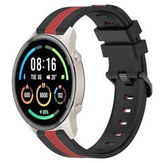 Per Xiaomi MI Watch Sport Cinturino in silicone bicolore verticale da 22 mm (nero + rosso)