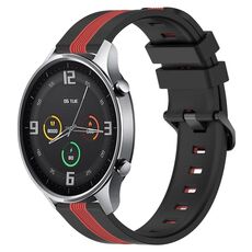 Per Xiaomi MI Watch Color 22mm Cinturino in silicone bicolore verticale (nero + rosso)