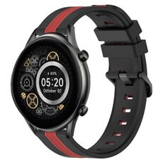 Per Xiaomi Haylou RT2 LS10 Cinturino in silicone bicolore verticale da 22 mm (nero + rosso)