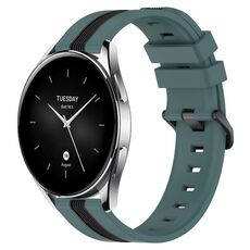 Per Xiaomi MI Watch S2 42mm 22mm Cinturino in silicone bicolore verticale (verde + nero)