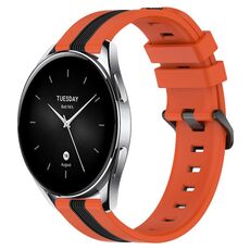 Per Xiaomi MI Watch S2 46mm 22mm Cinturino in silicone bicolore verticale (arancione + nero)