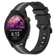 Per Garmin Forerunner 255 Cinturino in silicone bicolore verticale da 22 mm (nero + grigio)