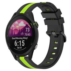 Cinturino in silicone bicolore verticale da 22 mm per Garmin Forerunner 255 Music (nero + verde lime)