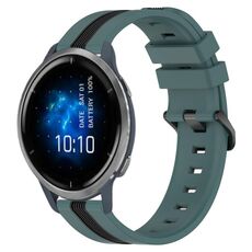 Per cinturino in silicone bicolore verticale da 22 mm Garmin Venu 2 (verde + nero)