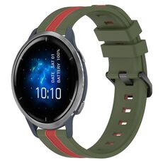 Per cinturino in silicone bicolore verticale da 22 mm Garmin Venu 2 (verde militare + rosso)