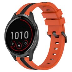 Per cinturino in silicone bicolore verticale da 22 mm Garmin Vivoactive 4 (arancione + nero)