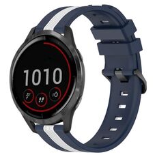 Per cinturino in silicone bicolore verticale da 22 mm Garmin Vivoactive 4 (blu + bianco)