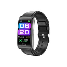 E600 Schermo a colori da 1,47 pollici Smart Watch Cinturino in pelle Supporto Monitoraggio della frequenza cardiaca / Monitoraggio della pressione sanguigna (Nero)