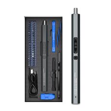 Set di mini cacciaviti elettrici ricaricabili 51 in 1 con illuminazione a 3 LED (blu)