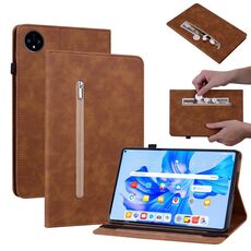 Custodia per tablet in pelle con cerniera tinta unita per Huawei MatePad Pro 11 2022 (marrone)
